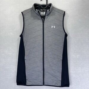 Under Armour Men's Cold Gear Full Zip Vest Gray Quilted Athletic Small Golf Gray